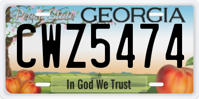 GA license plate CWZ5474