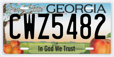 GA license plate CWZ5482