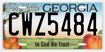GA license plate CWZ5484