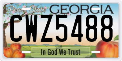 GA license plate CWZ5488