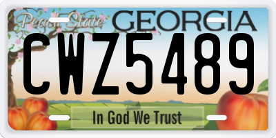 GA license plate CWZ5489