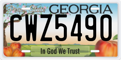 GA license plate CWZ5490