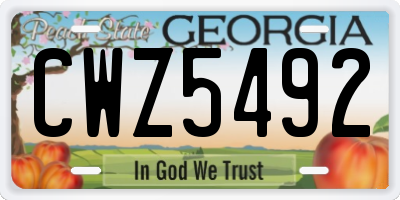 GA license plate CWZ5492