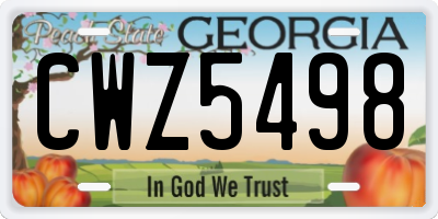 GA license plate CWZ5498