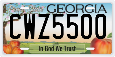 GA license plate CWZ5500