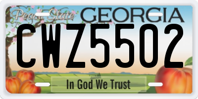 GA license plate CWZ5502