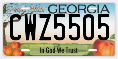 GA license plate CWZ5505