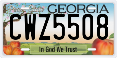 GA license plate CWZ5508