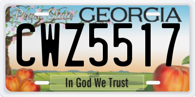 GA license plate CWZ5517