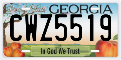 GA license plate CWZ5519
