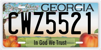 GA license plate CWZ5521