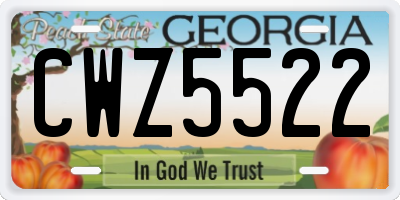 GA license plate CWZ5522