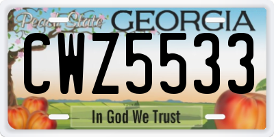 GA license plate CWZ5533