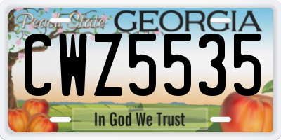 GA license plate CWZ5535