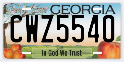 GA license plate CWZ5540