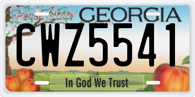 GA license plate CWZ5541