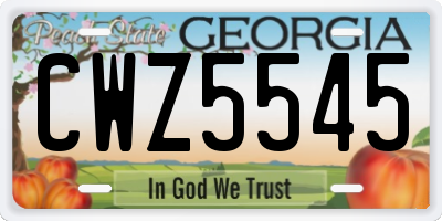 GA license plate CWZ5545