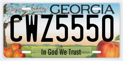 GA license plate CWZ5550