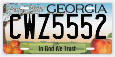 GA license plate CWZ5552