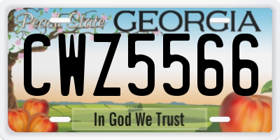 GA license plate CWZ5566