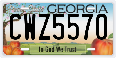 GA license plate CWZ5570