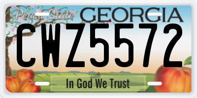 GA license plate CWZ5572