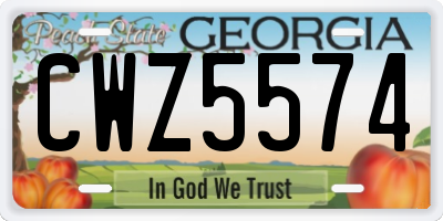 GA license plate CWZ5574