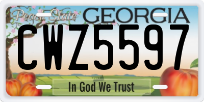 GA license plate CWZ5597