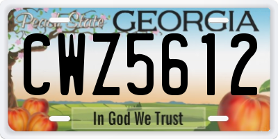 GA license plate CWZ5612