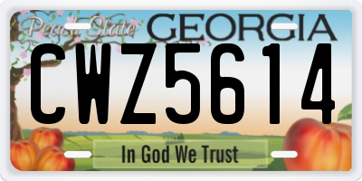 GA license plate CWZ5614