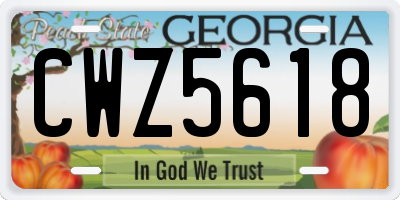 GA license plate CWZ5618