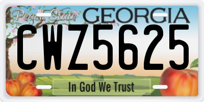 GA license plate CWZ5625