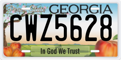 GA license plate CWZ5628