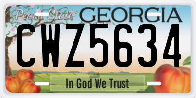 GA license plate CWZ5634
