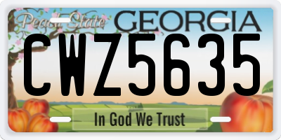 GA license plate CWZ5635