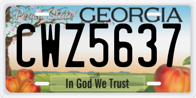 GA license plate CWZ5637