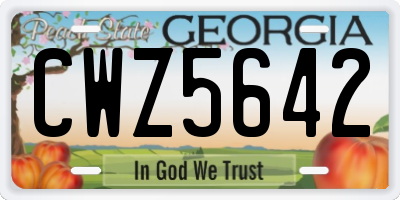 GA license plate CWZ5642