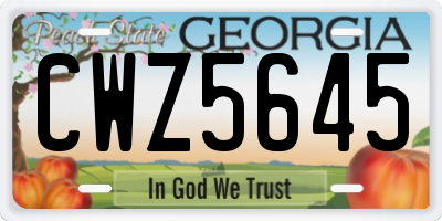 GA license plate CWZ5645
