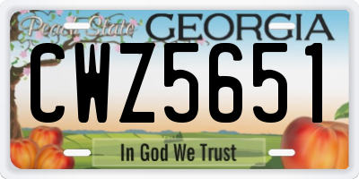 GA license plate CWZ5651