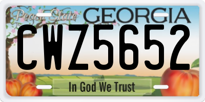 GA license plate CWZ5652