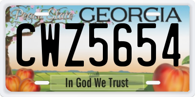 GA license plate CWZ5654