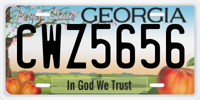 GA license plate CWZ5656