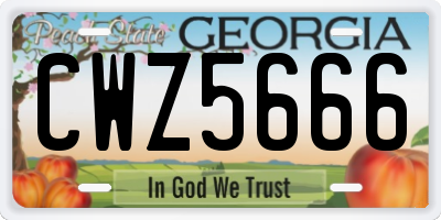 GA license plate CWZ5666