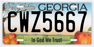 GA license plate CWZ5667