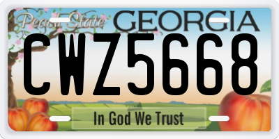 GA license plate CWZ5668