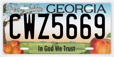 GA license plate CWZ5669