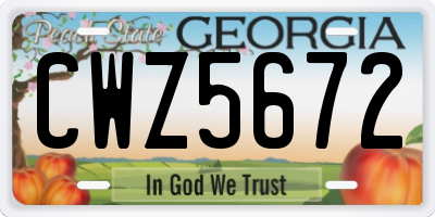GA license plate CWZ5672