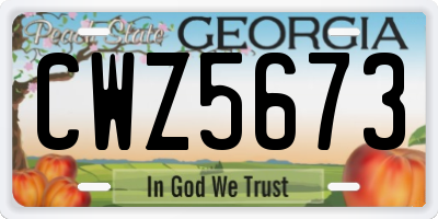 GA license plate CWZ5673