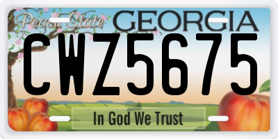 GA license plate CWZ5675
