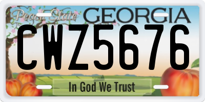GA license plate CWZ5676
